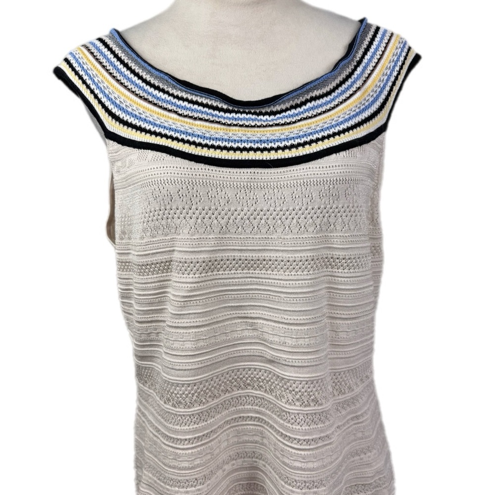 White House Black Market Striped Knit Sweater - Black, Blue, Yellow, Cream